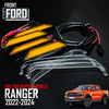 Set of amber LED grille lights for Ford Ranger Raptor models 2022-2024.