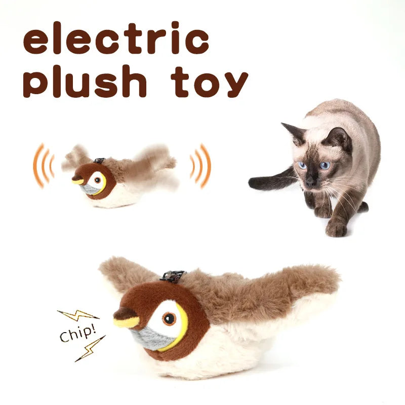 Interactive Chirping Bird Plush Toy for Cats