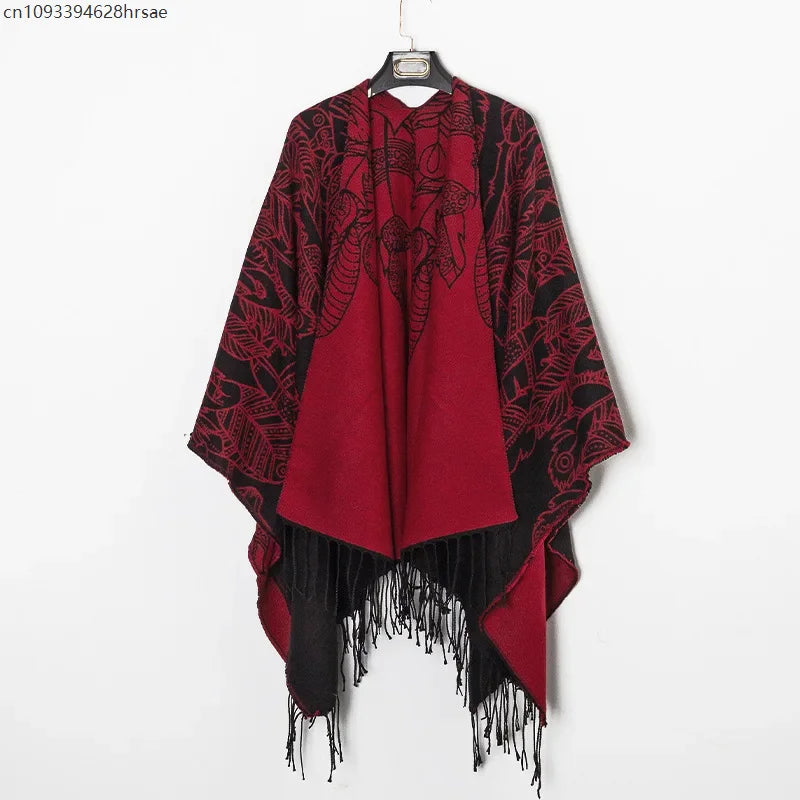 Men's Vintage Fringe Cape Coat