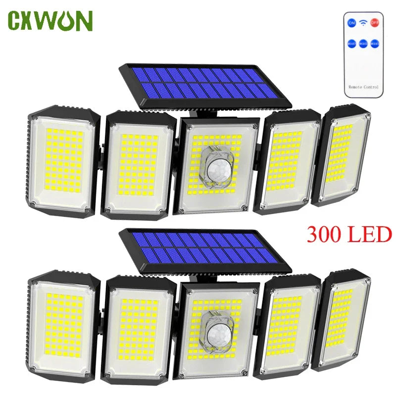 300 LED Solar Motion Sensor Outdoor Wall Lamp