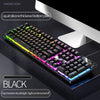 Black mechanical keyboard with liquid silicone thickened bottom plate and customizable RGB lighting