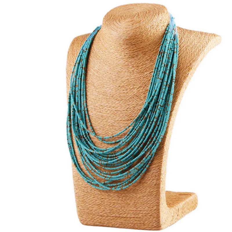 Multi-Layer Boho Bead Choker Necklace