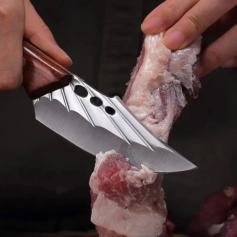 Cuchillo de Chef Forjado a Mano de Acero Alto en Carbono con Funda de Cuero