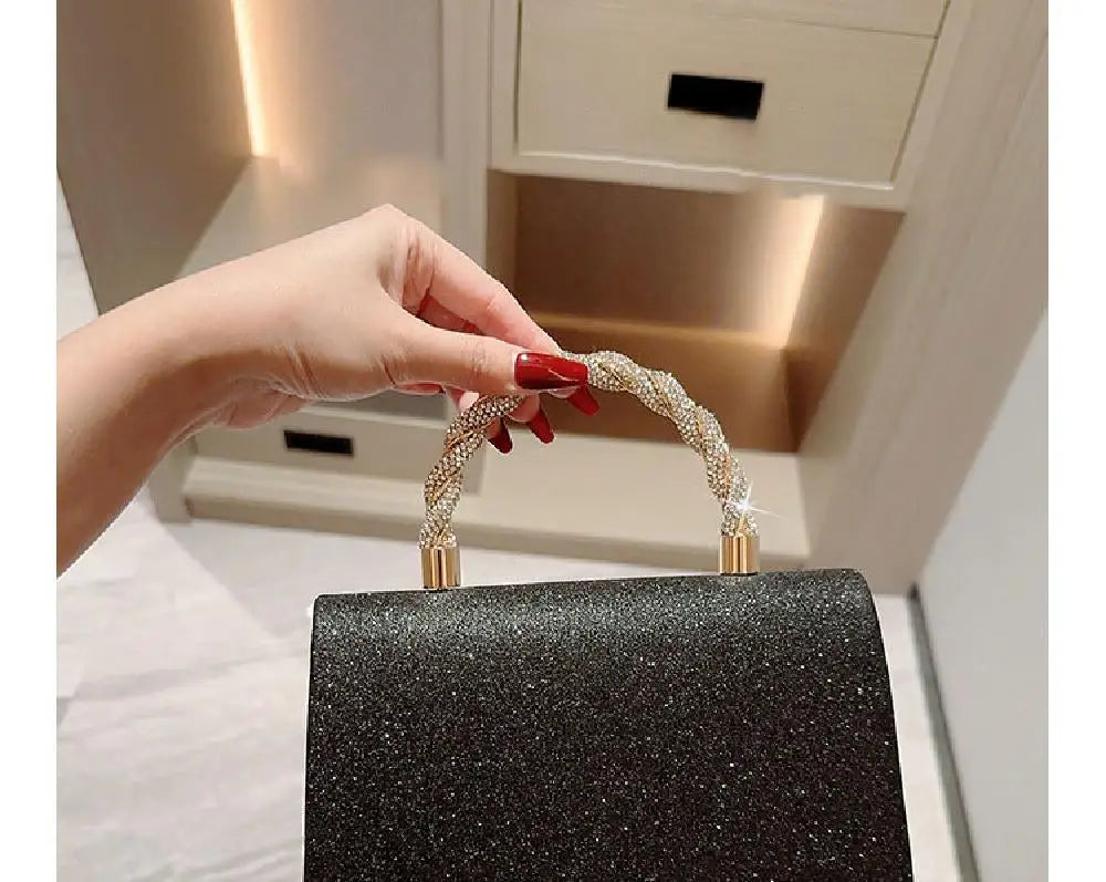Crystal Bowknot Evening Clutch with Chain Strap