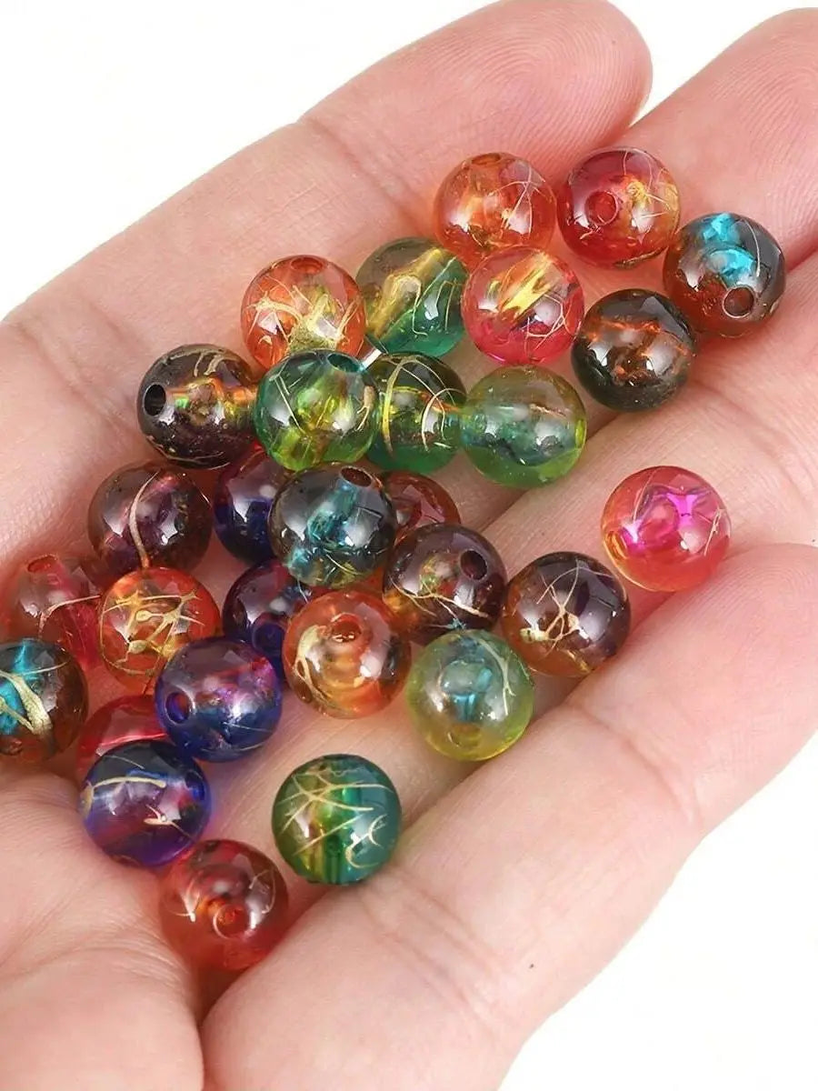 8mm Stripe Round Acrylic Beads for Jewelry Making (300-Piece Set)