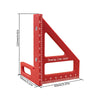 A red multi-angle drawing line ruler with a triangular design and measurement markings.
