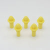 A set of five yellow replacement drivers for a Takara Tomy battling top, displayed against a white background.
