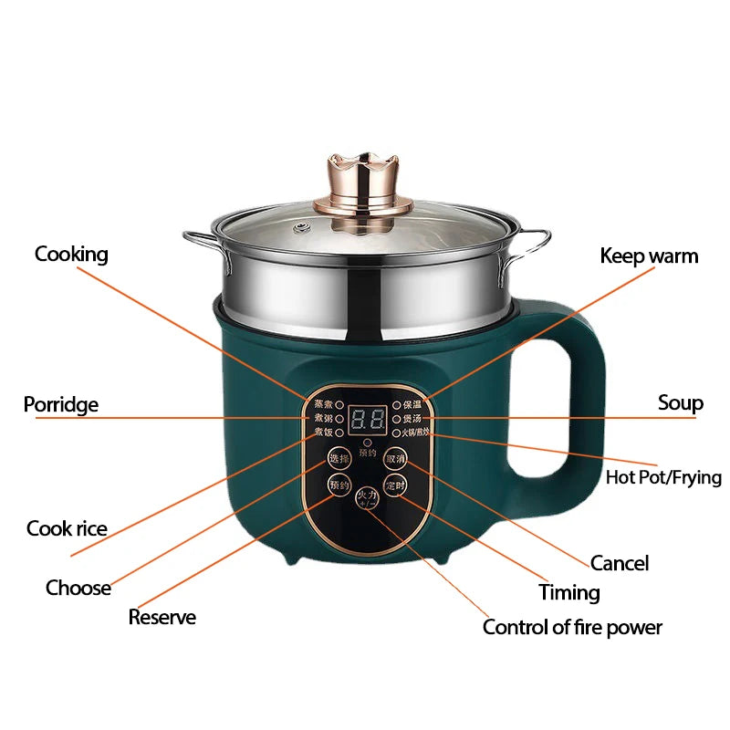 1.2L Electric Hot Pot & Multicooker with Ceramic Interior