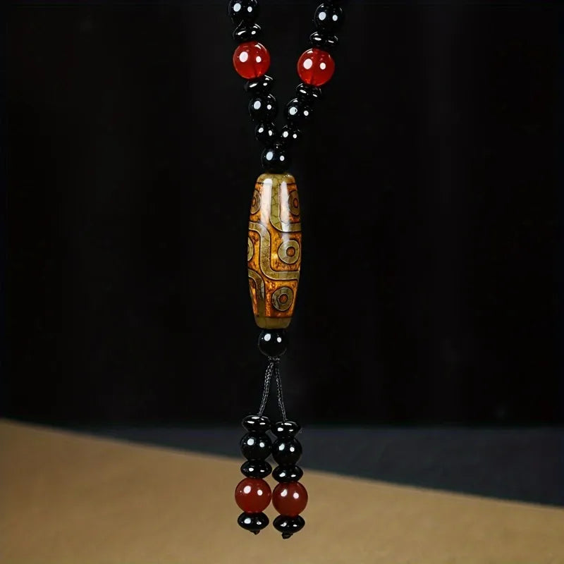 Agate Dzi Bead Pendant Necklace
