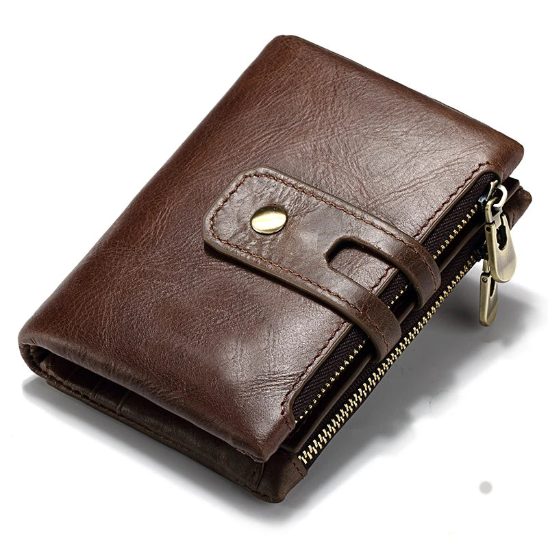Vintage Leather Wallet with RFID Protection and Multiple Compartments