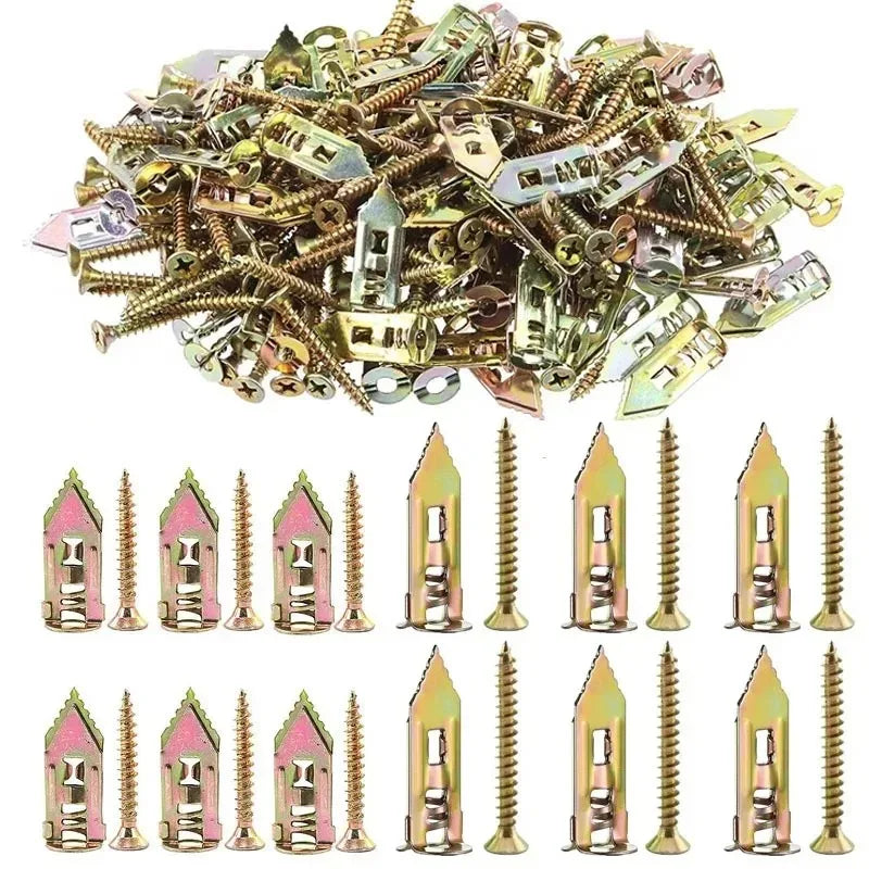 Self-Drilling Drywall Anchors with Screws (50 or 100 Pack)