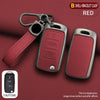 A red shell bracelet clasp key case cover for a car key, showing the before and after effects.