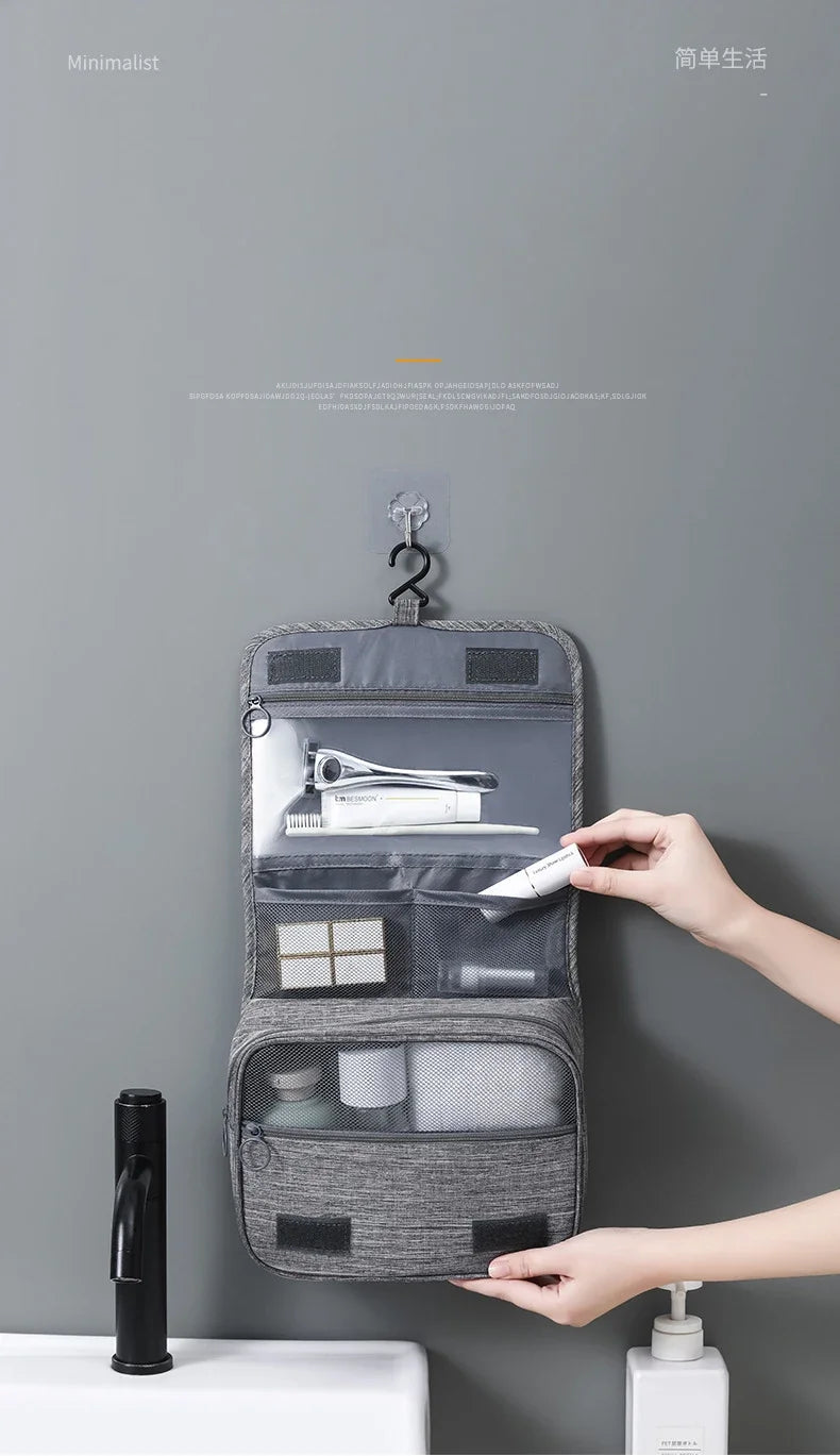 Portable Hanging Travel Toiletry Bag with Waterproof Oxford Fabric