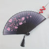 Vintage Floral Hand Fan with Cherry Blossom Artwork