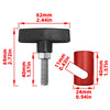 Black metal hood lift support clip with threaded shaft and red retainer