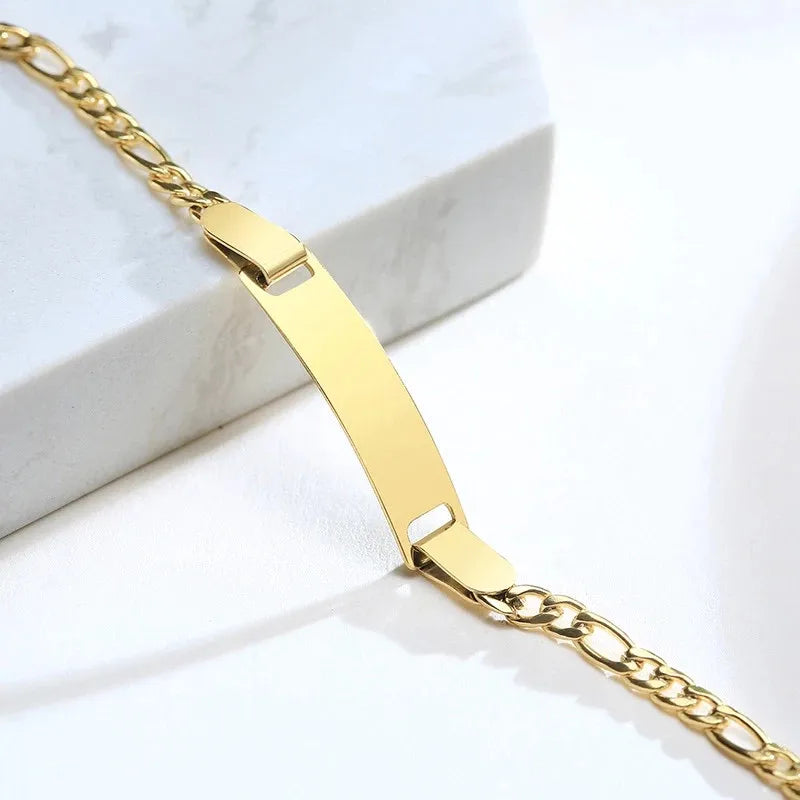 Personalized Gold-Plated Stainless Steel Link Bracelet