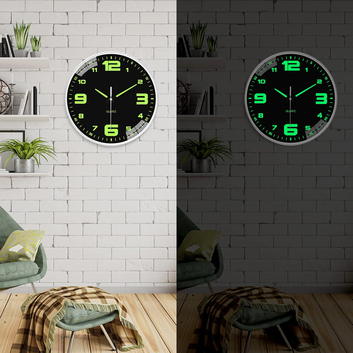 Glow-in-the-Dark Silent Wall Clock for Home Decor