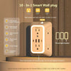 A beige wall plug featuring AC outlets, USB ports, and a night sensor light.
