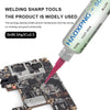 A tool with a tip is shown applying solder to a circuit board for mobile phone maintenance.