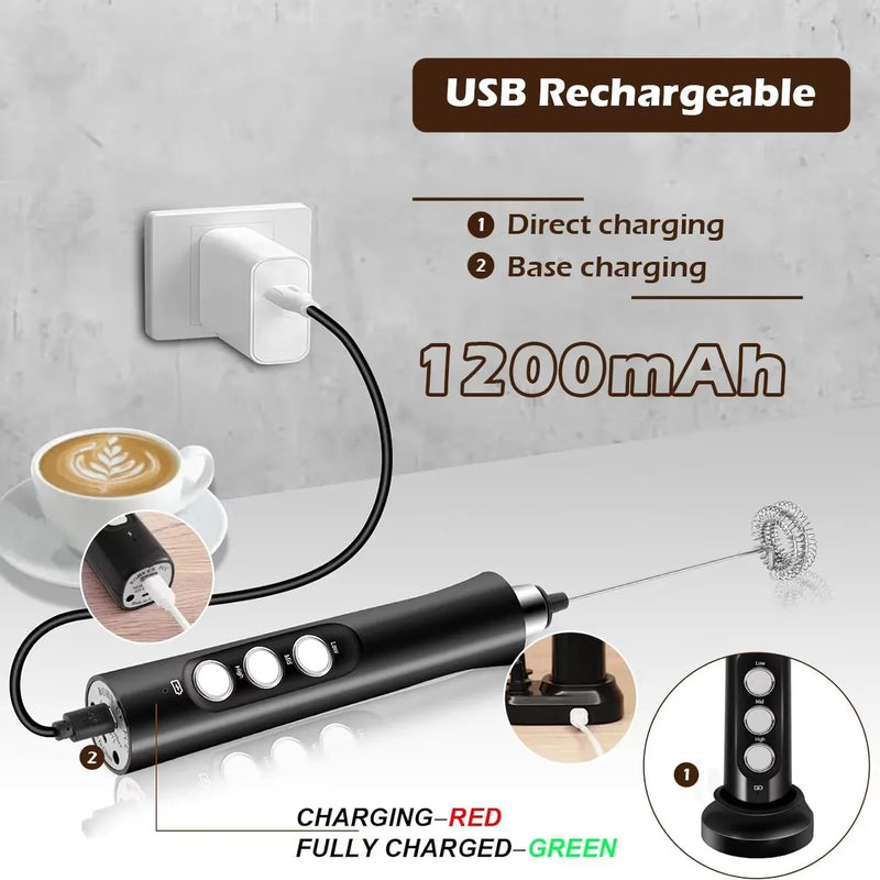 Rechargeable Electric Milk Frother & Whisk