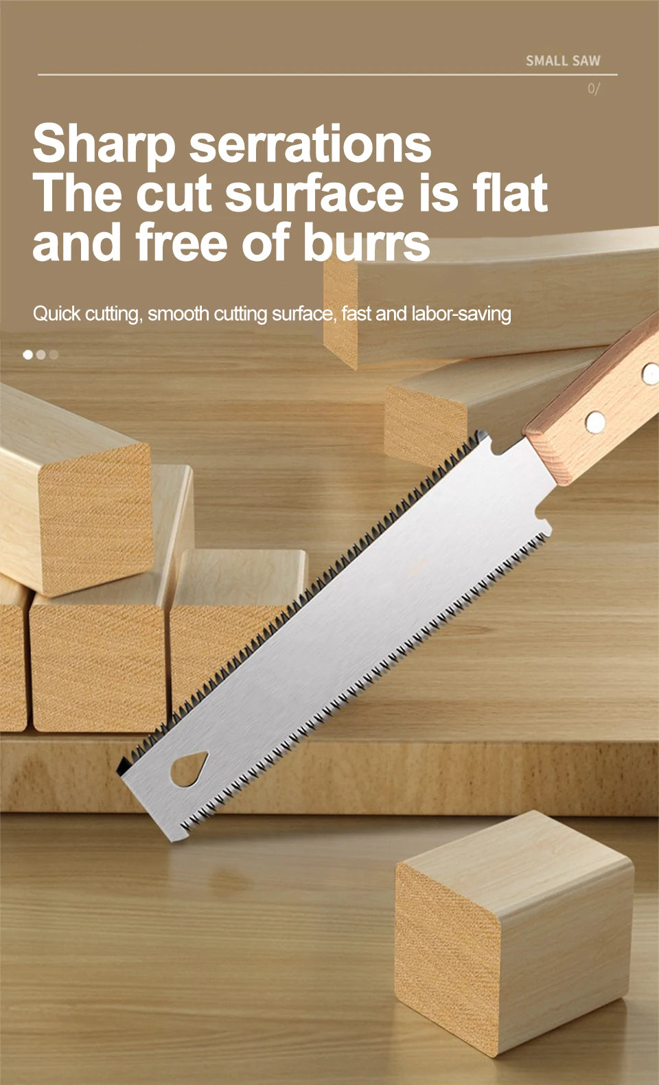 Japanese-Style Pull Saw with Wooden Handle