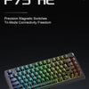 A close-up view of the AULA F75 HE mechanical keyboard with colorful keycaps and RGB lighting.