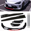 Black and red front bumper lip spoiler and side skirt kit for a car