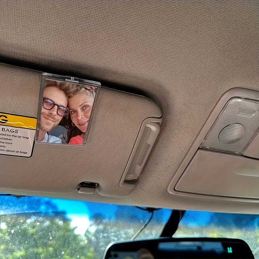 Personalized Car Sun Visor Photo Clip – Acrylic Picture Frame for Auto Interior