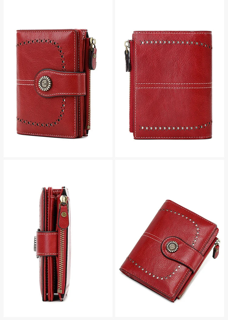 Vintage RFID-Blocking Tri-Fold Wallet with Ample Storage