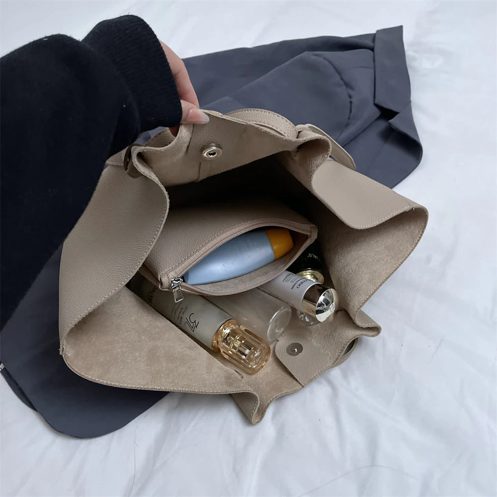 Soft PU Leather 2-in-1 Tote Bag Set for Women