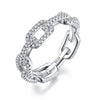 Geometric Sterling Silver Stackable Ring with Cubic Zirconia