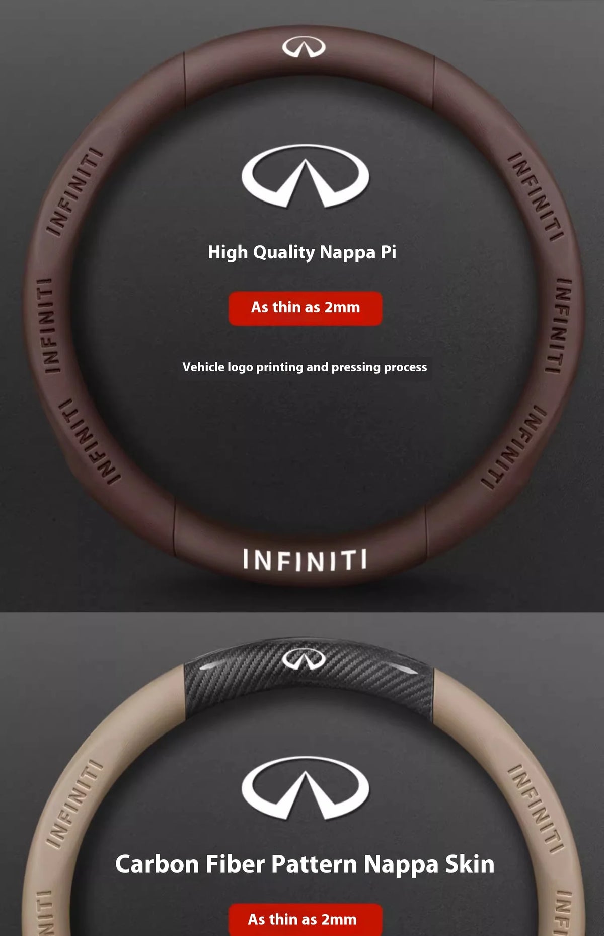 Carbon Fiber Leather Steering Wheel Cover for Infiniti Models