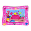 Pink inflatable baby water play mat with floating sea creatures and a crab toy