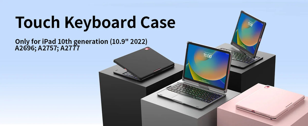 Backlit Keyboard Case with Trackpad & 360° Swivel for iPad