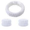 White absorbent microfiber wrist washing bands or face-saving cuffs