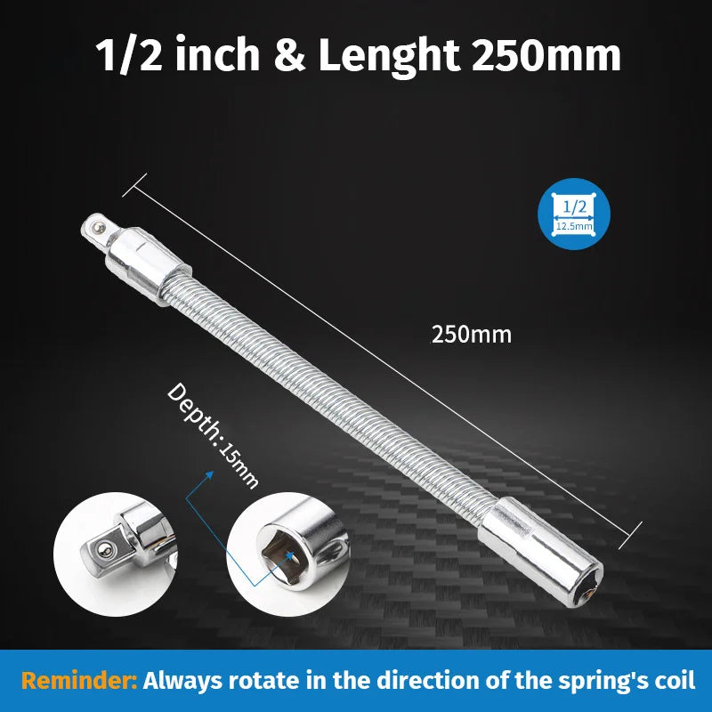 Flexible Socket Extension Bar Set with High Torque Ratchet Adapter