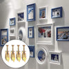 Collection de photos encadrées bleu et blanc et jeu d'ancrages et vis pour plaques de plâtre en or auto-perforants