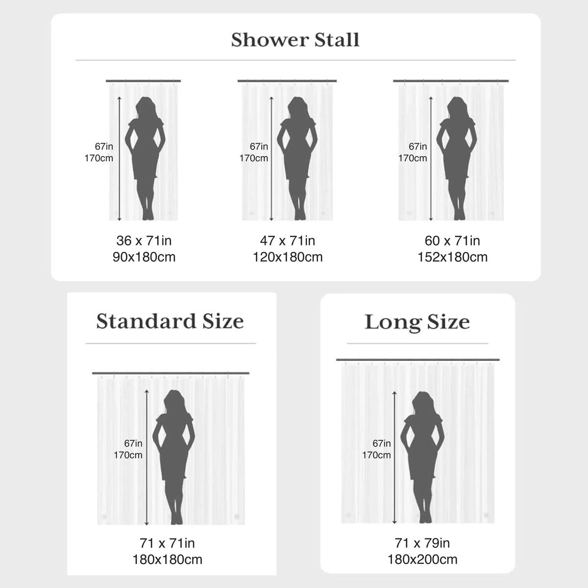 Starfish Waterproof PEVA Shower Curtain with Hooks