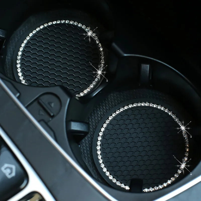 Crystal Rhinestone Car Cup Holder Coasters (Set of 2)