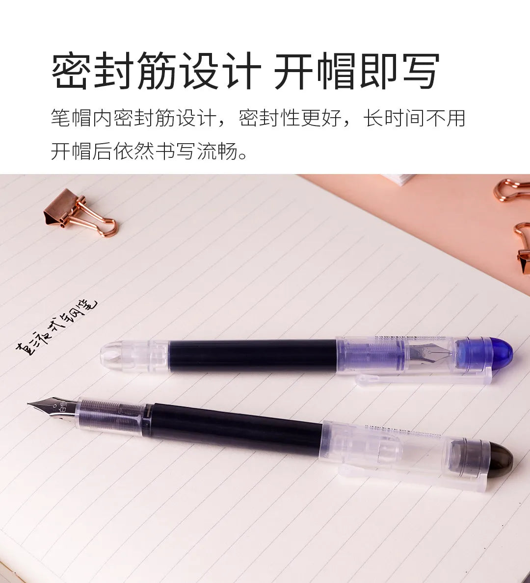 Fine Point Disposable Fountain Pens with Stainless Steel Nib (8-Pack, Assorted Colors)