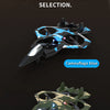 Two models of the K500 MAX remote control fighter plane are shown, one in camouflage blue and one in camouflage green.
