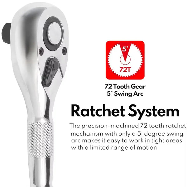 Compact 3-Piece Stubby Ratchet Wrench Set