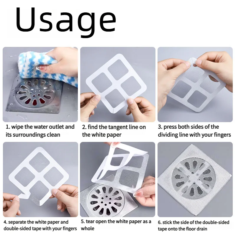 Self-Adhesive Drain Sticker Filter for Hair, Bugs, and Debris