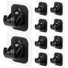 A set of two black self-adhesive no-drill curtain rod brackets for mounting hardware.