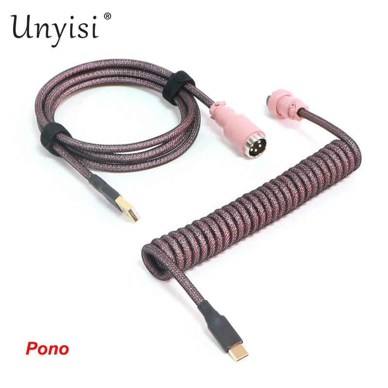 Handcrafted Coiled USB-A to Type-C Cable for Mechanical Keyboards