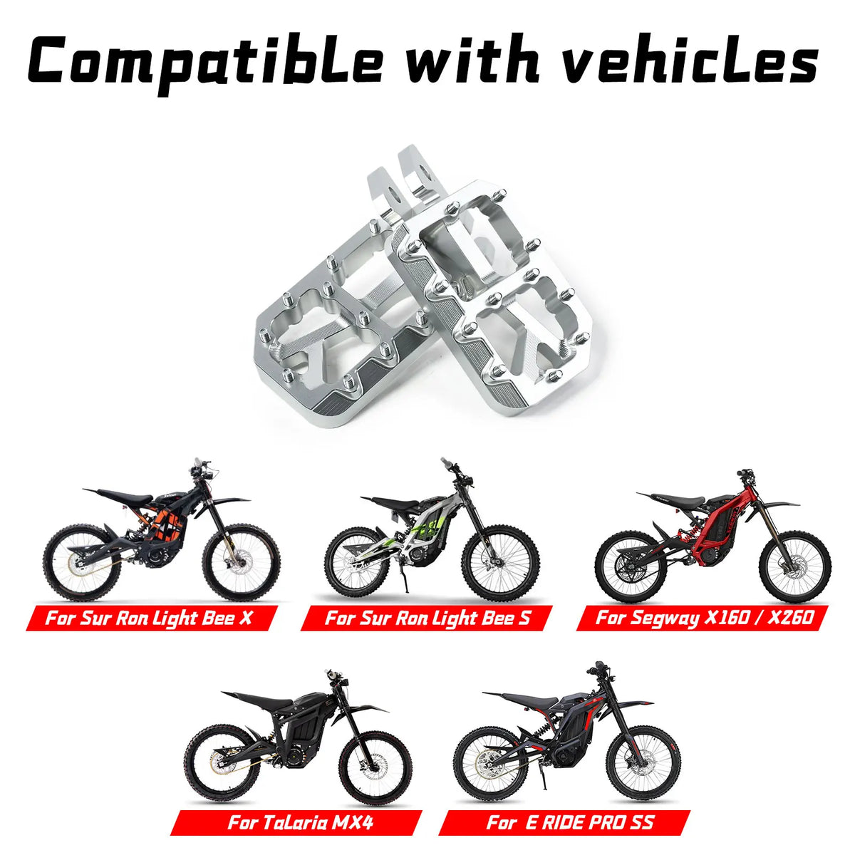 Durable Aluminum Footpegs with Pedal Bracket for Electric Dirt Bikes
