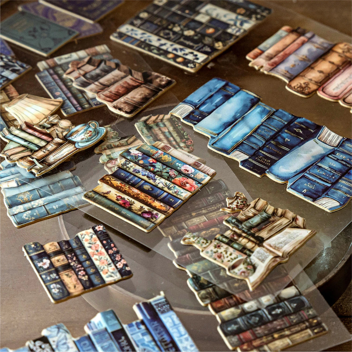 A collection of retro gallery 3D relief die-cut stickers in various colors and textures for journaling and scrapbooking.