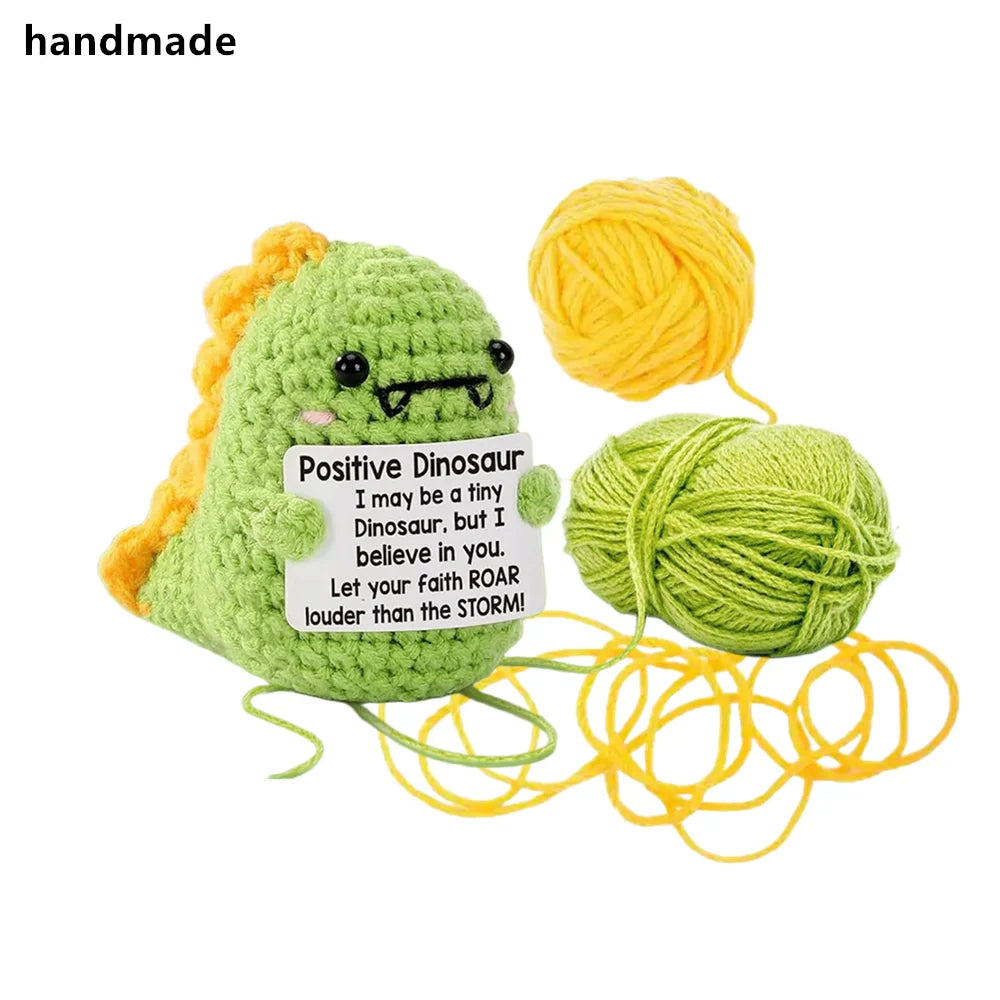 Handmade Wool Knit Potato Plush Doll with Inspirational Card