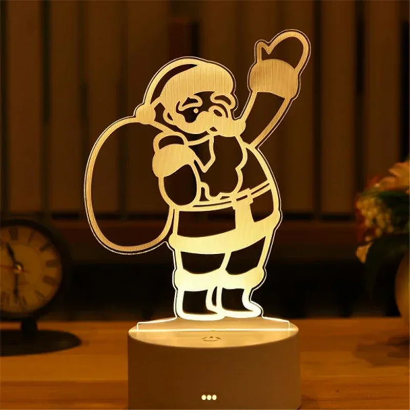 A wooden silhouette of a man with a beard and boxing gloves is illuminated by an LED night light lamp.