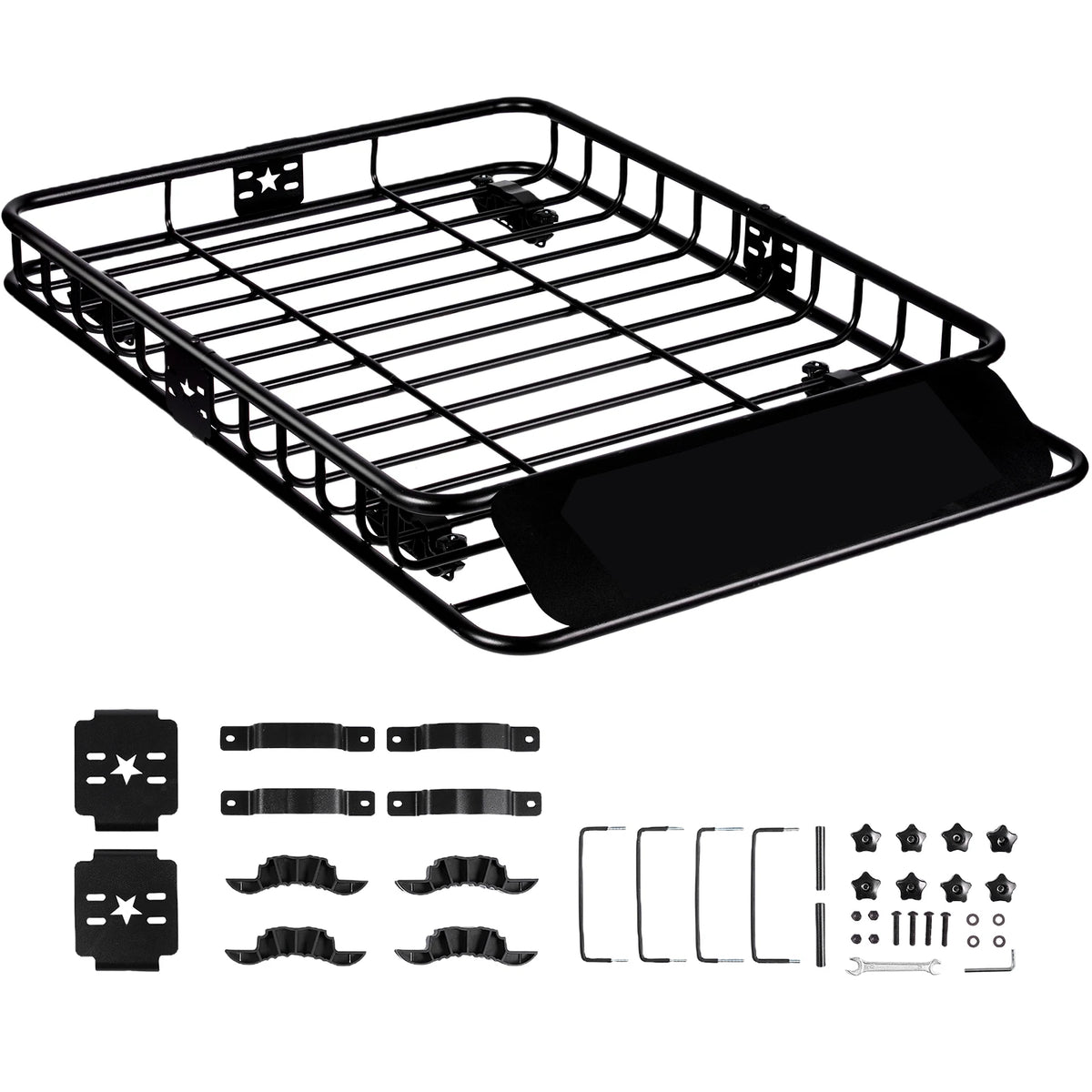 Heavy-Duty Roof Rack Cargo Basket with Wind Fairing